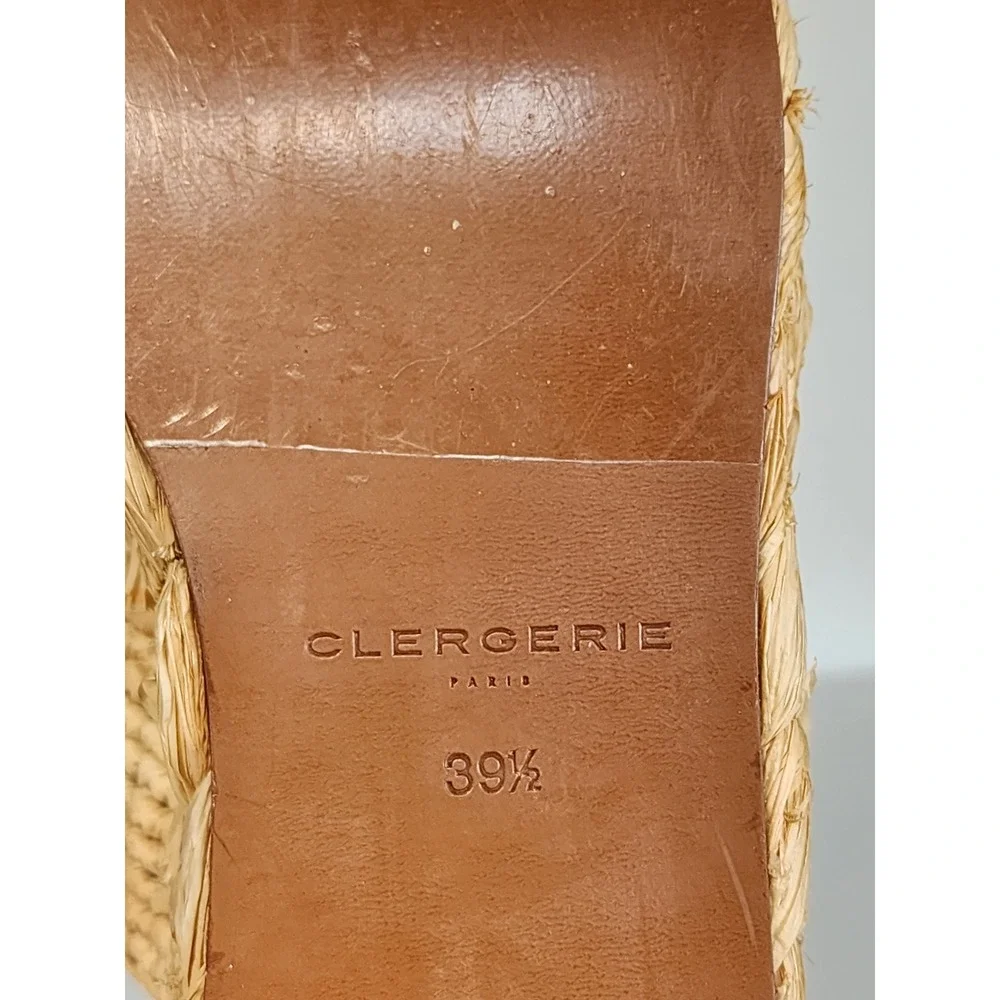 Robert Clergerie Arlene Raffia Platform Wedge Sandals Natural Woven Straw 39.5